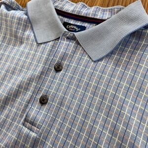 Callaway Men's XL The Hawthorns Golf Country Club Blue Plaid Performance Polo A5